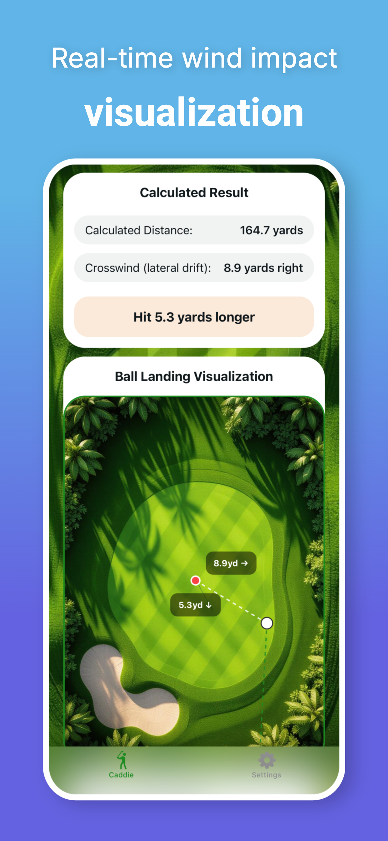 Golf Aim Caddie - Ball Landing Visualization