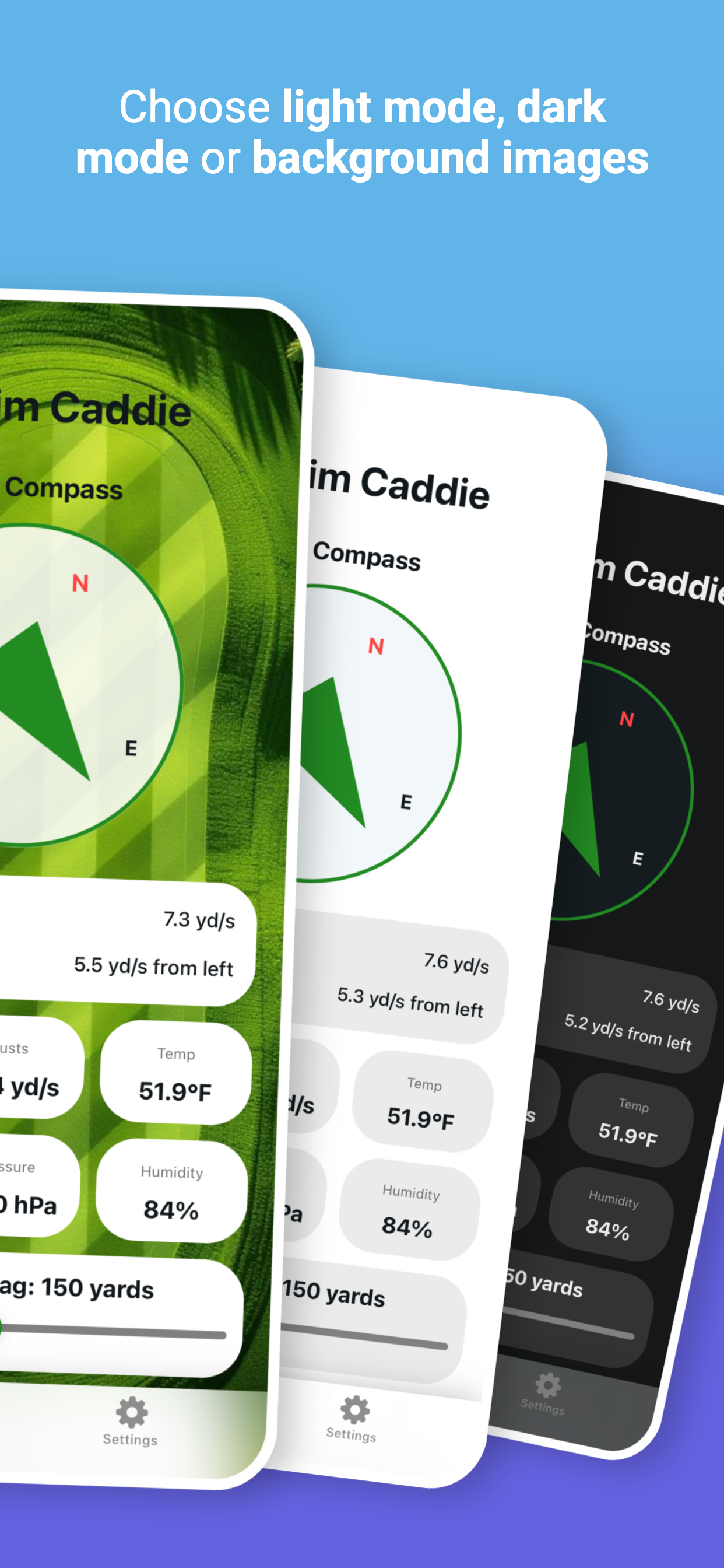 Golf Aim Caddie - Display Modes